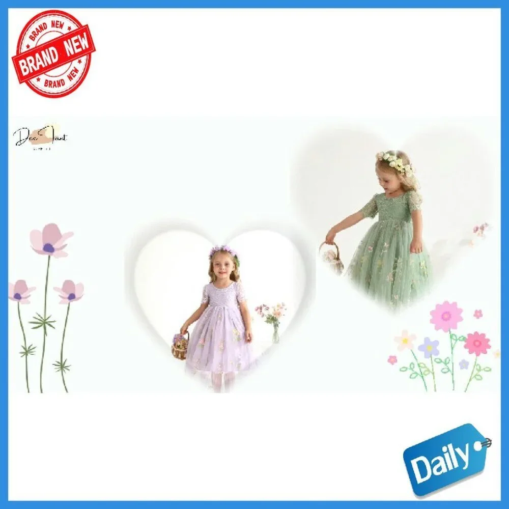 Toddler Flower Girl Dress Lace Back V-Neck Tulle Tutu Full Length